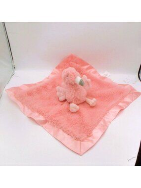 Cloud Island Pink Flamingo Plush Lovey Security Blanket Satin Trim Baby Gift